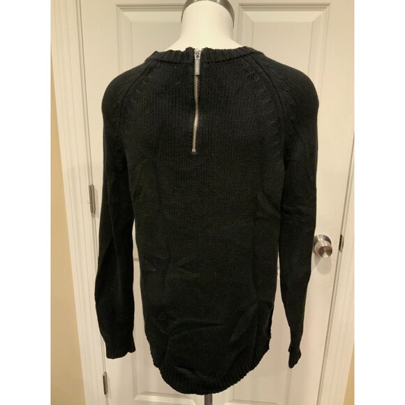 Michael Kors Black & Gray Herringbone Sweater W/ Rib Knit Trim, Size Small - Picture 6 of 8
